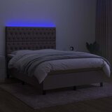  box spring s madracem LED smeđesivi 140x190 cm tkanina | shoptok.hr