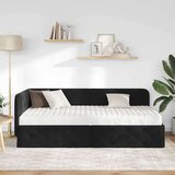 vidaXL Kutni okvir kreveta s madracem Crna 90 x 200 cm Baršun | shoptok.hr