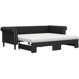  Dnevni krevet na razvlačenje crni 90 x 200 cm od umjetne kože | Eponuda.com
