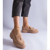 Gemre Beige eco-suede loafers decorated with rhinestones Henley | shoptok.hr