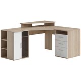 Cantus kotna pisalna miza leseni material bela, barve hrasta | Shoptok.si
