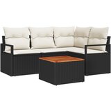 vidaXL set od 5 komada vrtnog sofa s jastučićima crni poli ratan akacija, 2-sjedalni vrtni sofa s pohranu i jastučićima crni poli ratan Cijene