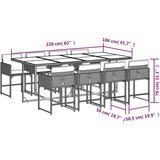  Vrtna jedilna garnitura 9-delna z blazinami sv. siv poli ratan | Shoptok.si