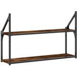  Zidna polica s 2 razine dimljenog hrasta 80x21x51 cm drvena | Eponuda.ba