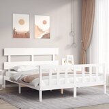 Maison Chic Posteljni okvir - Dvoposteljna postelja - Zakonska postelja brez vzmetnice bel 160x200 cm trdna borovina-J3576, (21763115) | Shoptok.si