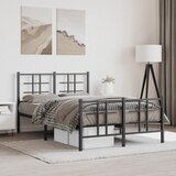 Maison Chic Kovinski Posteljni okvir - Dvoposteljna postelja - Zakonska postelja z vzglavjem in vznožjem črn 120x200 cm, (21697141) | Shoptok.si