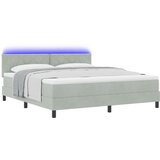 vidaXL Box Spring postelja z vzmetnico in LED lučko Svetlo siva 180x200 cm Žamet, (22050682) | Shoptok.si
