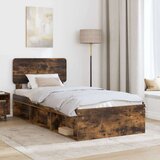  Okvir za krevet s uzglavljem Dimljeni hrast 90 x 190 cm | shoptok.hr