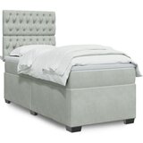 vidaXL Box spring postelja z vzmetnico svetlo siv 90x190 cm žamet Cene