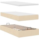 vidaXL Otomanski posteljni okvir z vzmetnicami krem 160x200 cm blago, (21609182) | Shoptok.si