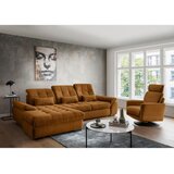 Livetastic KOTNA SEDEŽNA GARNITURA, rebrasti žamet zlate barve | Shoptok.si