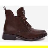 Boto Low Women's Ankle Boots On Flat Heel With Decorative Detail Lined Brown Cylira | Eponuda.ba