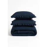 Temno modra posteljnina za zakonsko posteljo/podaljšana iz renforce bombaža 240x220 cm Ruffle Striped –