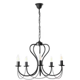 luster na lancu candela 5xE14/6W/230V crna