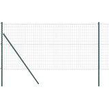 vidaXL Evropska ograja s 13 objemi 1x25 m Galvanizirano jeklo Zelena | Shoptok.si