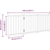 vidaXL Vrata za pse sklopiva 3 panela 150 cm masivna jelovina | shoptok.hr