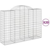 vidaXL Obokane gabion košare 20 kosi 200x50x140/160cm pocinkano železo, (21000433) | Shoptok.si