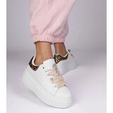 Gemre White sneakers with leopard print insert and rhinestones Floura | Shoptok.si
