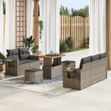 vidaXL Set vrtnih sofa od 8 komada s jastučićima siva poli ratan akacija | shoptok.hr