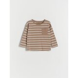 Reserved oversize črtasta majica z dolgimi rokavi - rjava | Shoptok.si