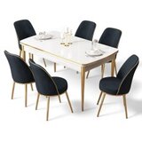 Hanah home Rasklopivi trpezarijski sto i stolice (7 delova) Nira White Gold Anthracite | Eponuda.com
