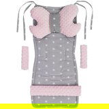 Medi Partners Stroller insert in a 4-piece set - White stars on gray + light pink minky Cijene