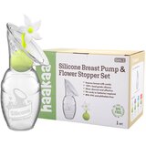 Haakaa ročna črpalka silikonska 1. gen 100 ml + pokrovček bela rožica | Shoptok.si