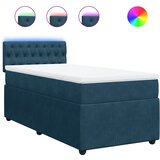 Box spring krevet s madracem plavi 90x190 cm baršunasti | shoptok.hr
