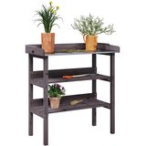  Stol za biljke s policama sivi 78x38x82,5 cm masivna jelovina | shoptok.hr