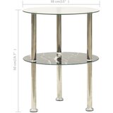  Bočni stolić s 2 razine prozirni i crni 38 cm kaljeno staklo | shoptok.hr