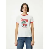 Koton Cherry Printed T-Shirt Striped Short Sleeve Crew Neck Cotton