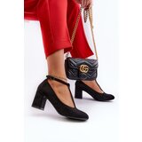 EVENTO Black Faux Suede Pumps with Chunky Heel Raniyah | Shoptok.si