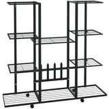 Furnova Stojalo za rože s kolesi 94,5x24,5x91,5 cm črno železo, (21919869) | Shoptok.si