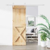  Klizna vrata Prirodna i bijela 70 x 210 cm Čvrsta borovina | shoptok.hr