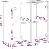 vidaXL Stenska omarica s steklenimi vrati siva sonoma 68x37x68,5 cm | Shoptok.si