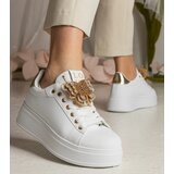 Gemre White and gold sneakers adorned with a butterfly with rhinestones Kariba | Shoptok.si