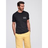 Ombre Men's knitted t-shirt with printed REGULAR cut - black | Shoptok.si