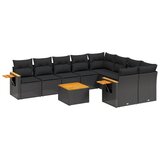  The Living Store Vrtna sedežna garnitura 10-delna z blazinami črn poli ratan - Vrtna Sedežna Garniture, (21452720) | Shoptok.si