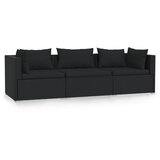 Maison Chic kavč - Sofa - Kanape trosed z blazinami črn poli ratan, (21727156) Cene