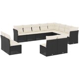  12-dijelni set vrtnih sofa od poliratana s jastucima crni | shoptok.hr