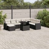  9-dijelni set vrtnih sofa s jastucima crni od poliratana | shoptok.hr