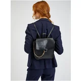 Orsay Black Womens Backpack with Crocodile Pattern - Women