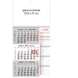  KALENDAR ZIDNI TRODIJELNI 2026. MEMO SA SPIRALOM * DO ISTEKA ZALIHA | Shoptok.si