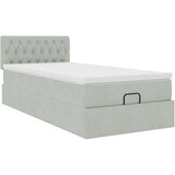 vidaXL Otomanski posteljni okvir z vzmetnico siv 90x190 cm žamet | Shoptok.si