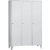 Wolf Garderobna omara z nogami, VxŠxG 1850 x 1200 x 500 mm, 3 predelki, svetlo siva | Shoptok.si