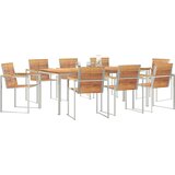  Vrtni set za objed 9 pcs Masivni teak drvo i nehrđajući čelik | Shoptok.si