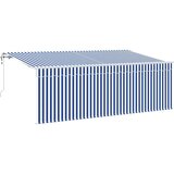 Skrovita tenda Plava i bijela 400 x 200 cm Poliester i aluminij | Eponuda.ba