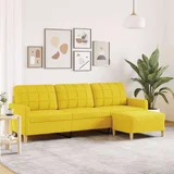  Trosjed s tabureom svjetložuti 210 cm od tkanine
