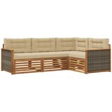 vidaXL Zunanja garnitura za sedenje z blazino 4 pcs Naravna in bež, (5000281285) | Shoptok.si