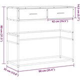 vidaXL Konzolna mizica dimljen hrast 90x35x80 cm inženirski les | Shoptok.si